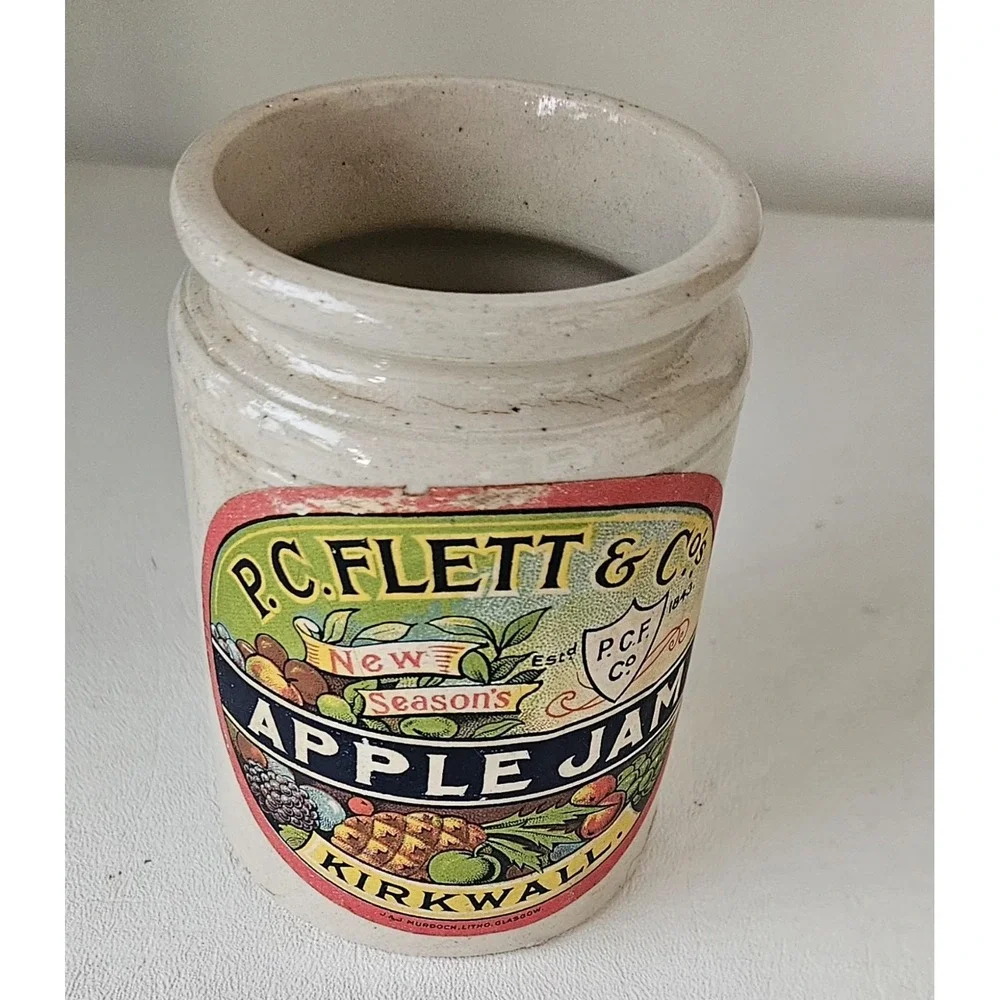 Vintage P C Flett & Co Kirkwall Apple & Bramble Jam Stoneware Jar